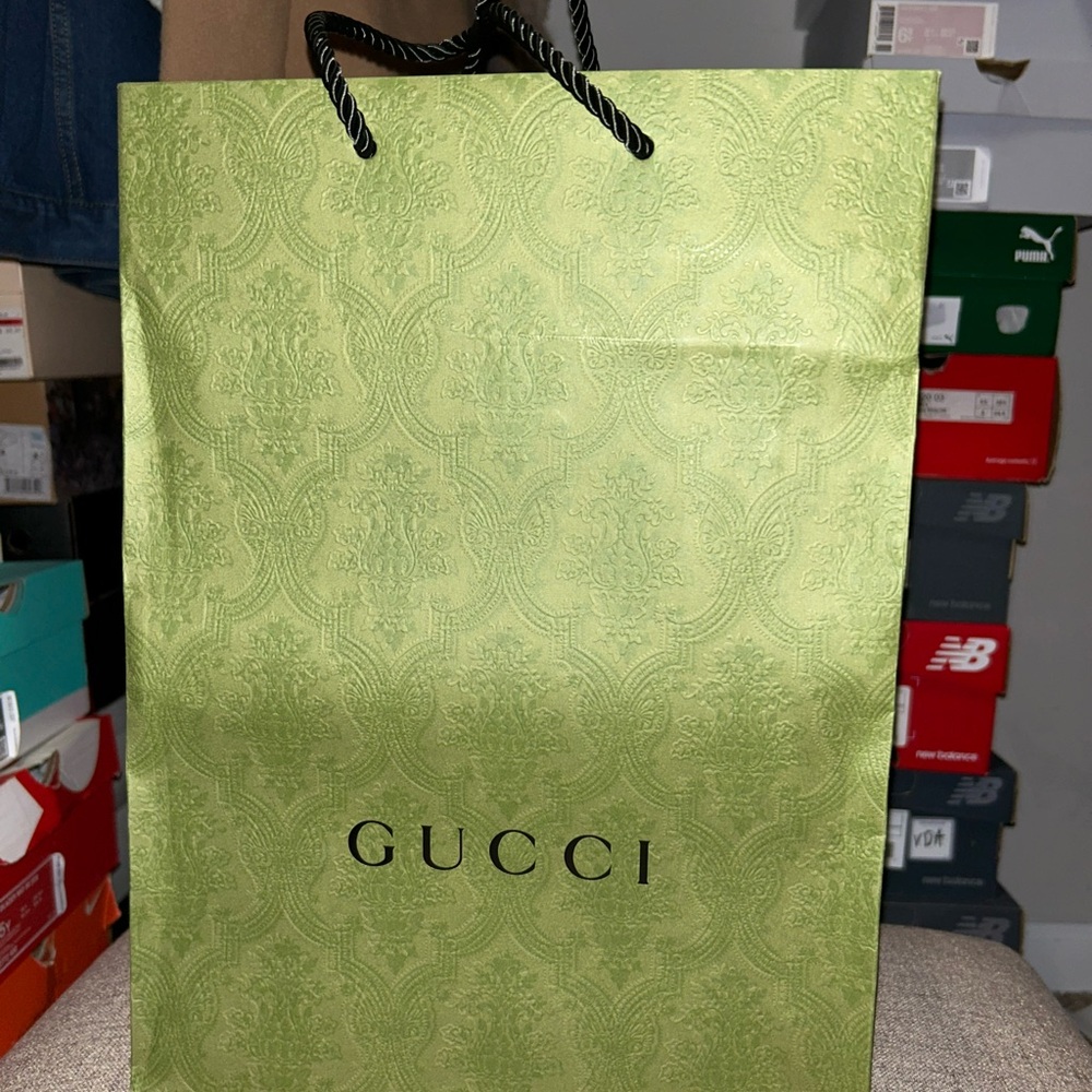 Gucci Green Embossed Shopping Bag